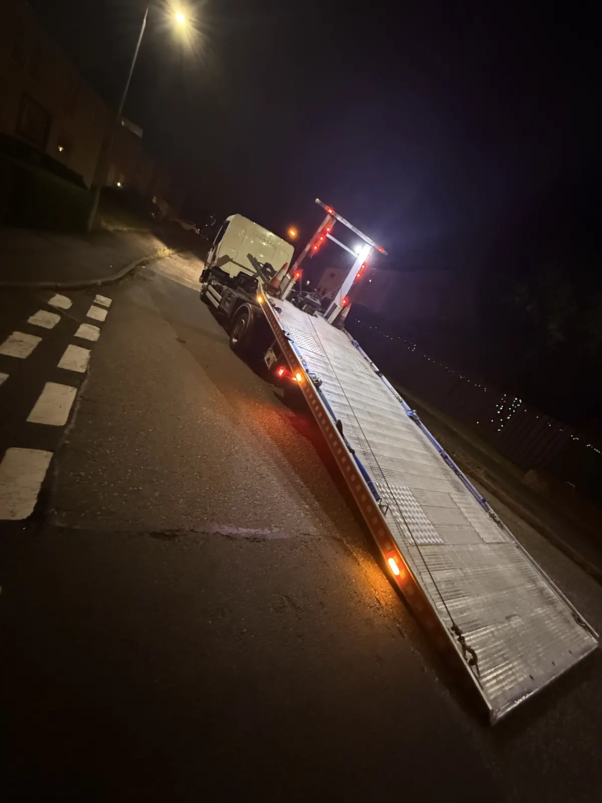 Recovery equipment deployed at night